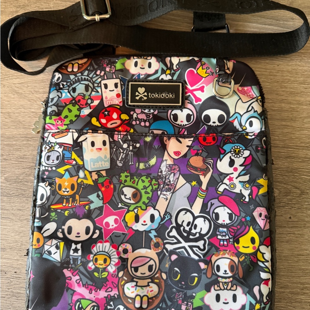 Tokidoki Black Multi-Character Printed Crossbody Bag